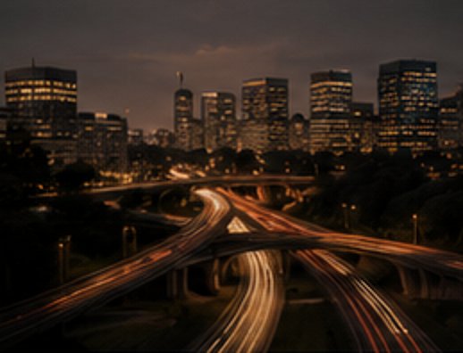Northern Virginia highway corridor with light trails